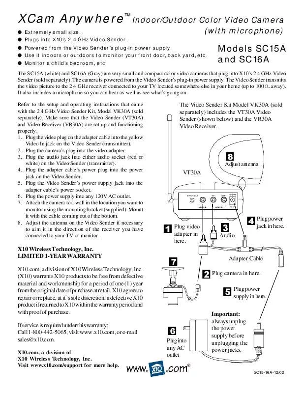 Mode d'emploi X10 SC16A