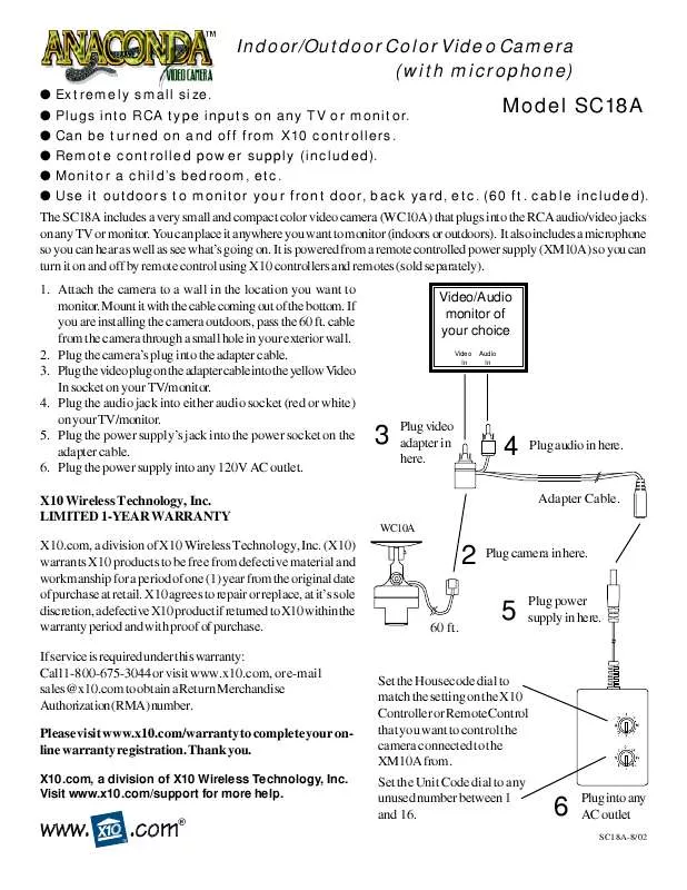 Mode d'emploi X10 SC18A