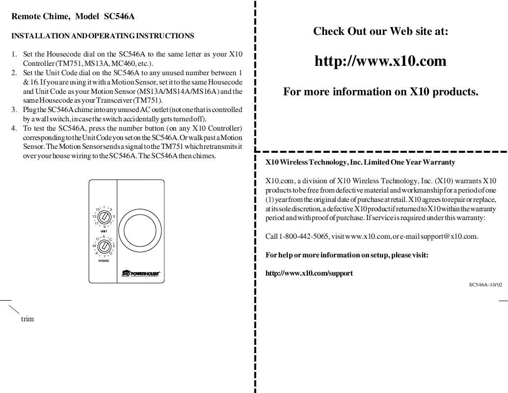 Mode d'emploi X10 XM10A