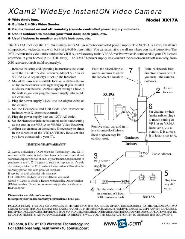 Mode d'emploi X10 XX17A