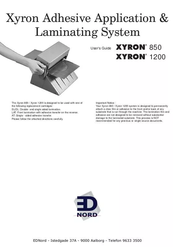 Mode d'emploi XYRON 1200