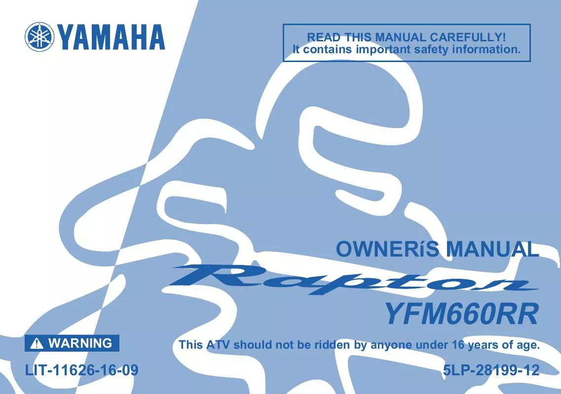 Mode d'emploi YAMAHA 660R RAPTOR-2003