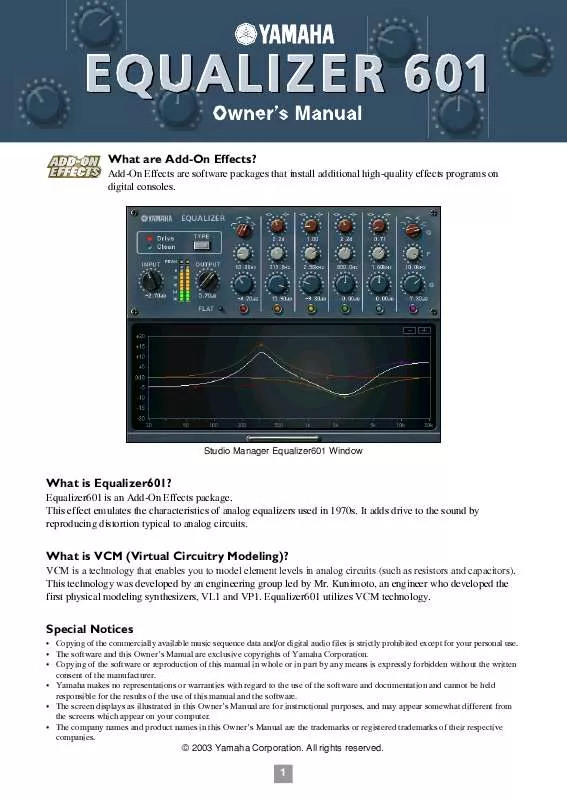 Mode d'emploi YAMAHA ADD-ON EFFECTS AE011