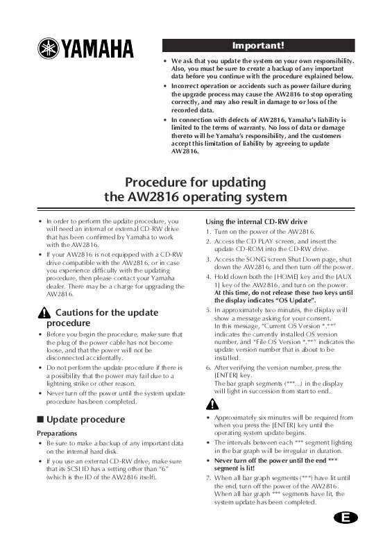 Mode d'emploi YAMAHA AW2816E4