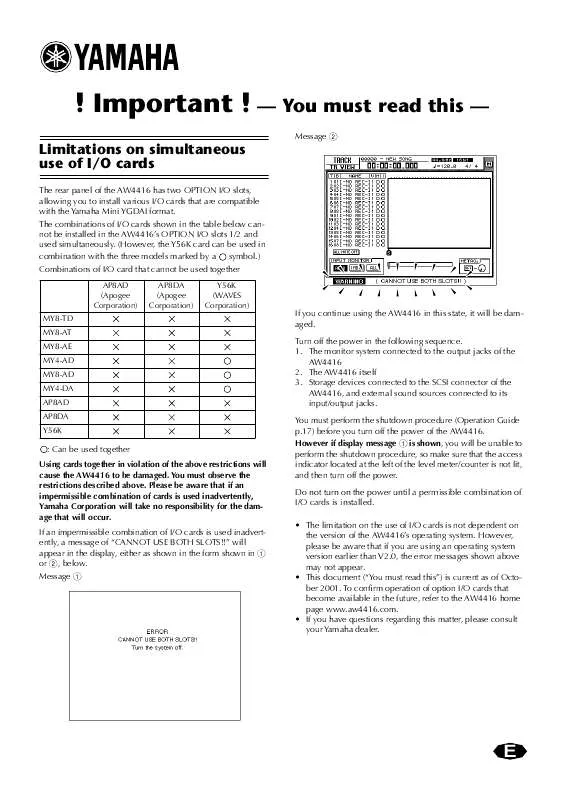 Mode d'emploi YAMAHA AW4416E6