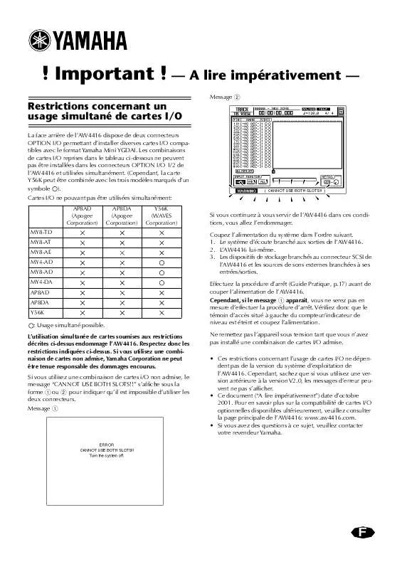 Mode d'emploi YAMAHA AW4416F6