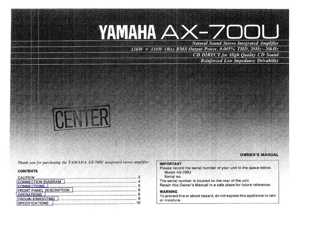 Mode d'emploi YAMAHA AX-700U