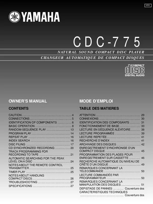 Mode d'emploi YAMAHA CDC-775