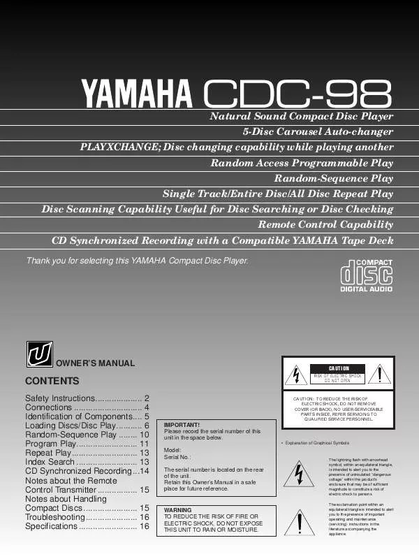 Mode d'emploi YAMAHA CDC-98