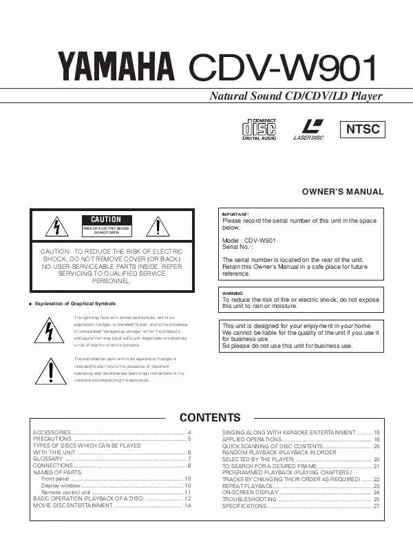 Mode d'emploi YAMAHA CDV-W90