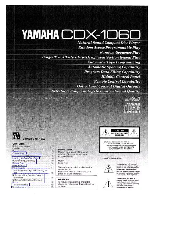 Mode d'emploi YAMAHA CDX-1060