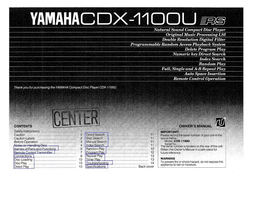 Mode d'emploi YAMAHA CDX-1100U