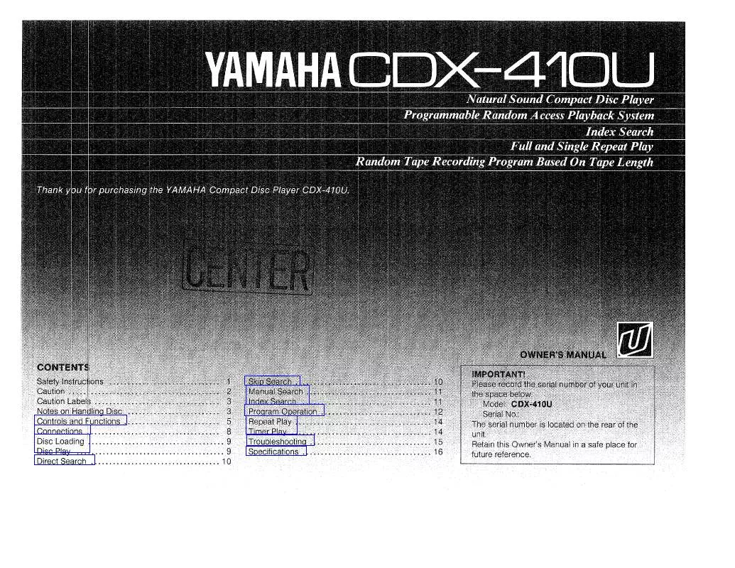 Mode d'emploi YAMAHA CDX-410U