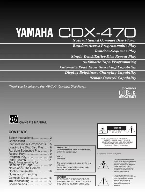 Mode d'emploi YAMAHA CDX-470
