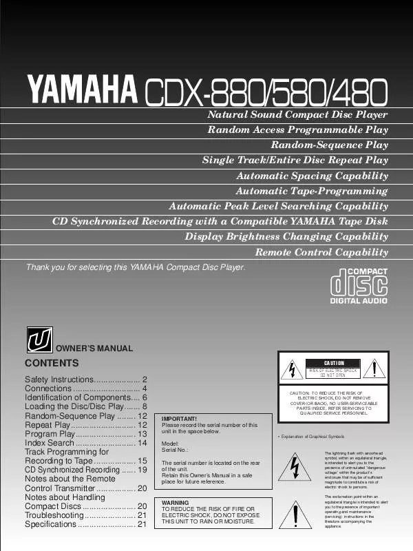 Mode d'emploi YAMAHA CDX-580