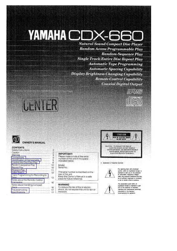 Mode d'emploi YAMAHA CDX-660