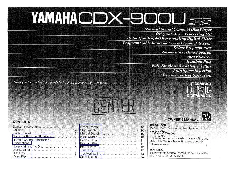 Mode d'emploi YAMAHA CDX-900