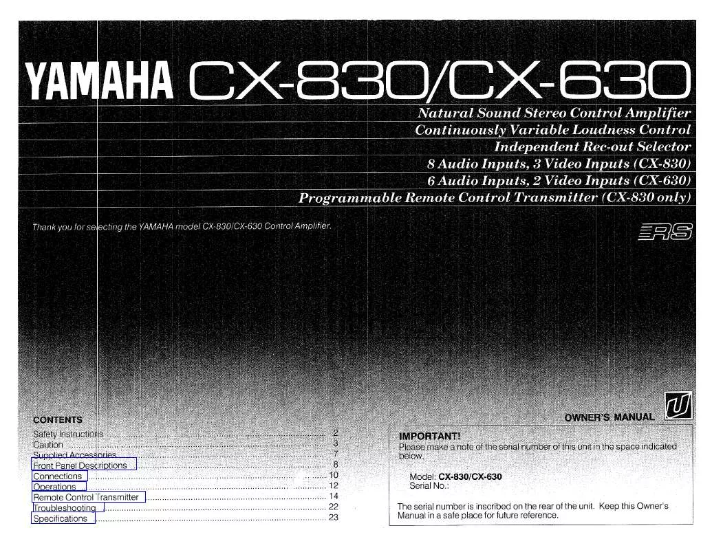 Mode d'emploi YAMAHA CX-630