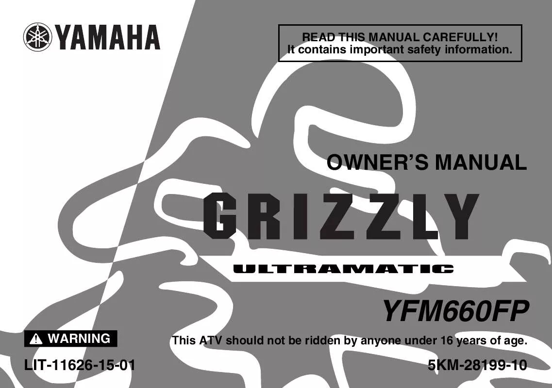 Mode d'emploi YAMAHA GRIZZLY 660 AUTO. 4X4-2002