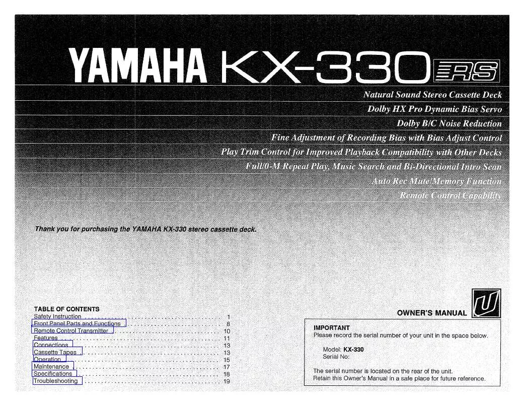 Mode d'emploi YAMAHA KX-330