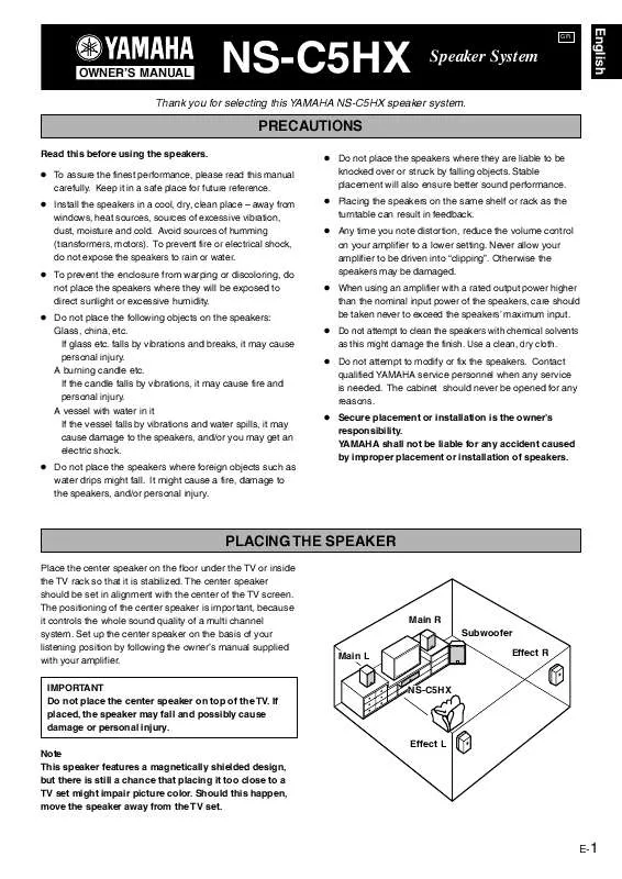 Mode d'emploi YAMAHA NS-C5HX