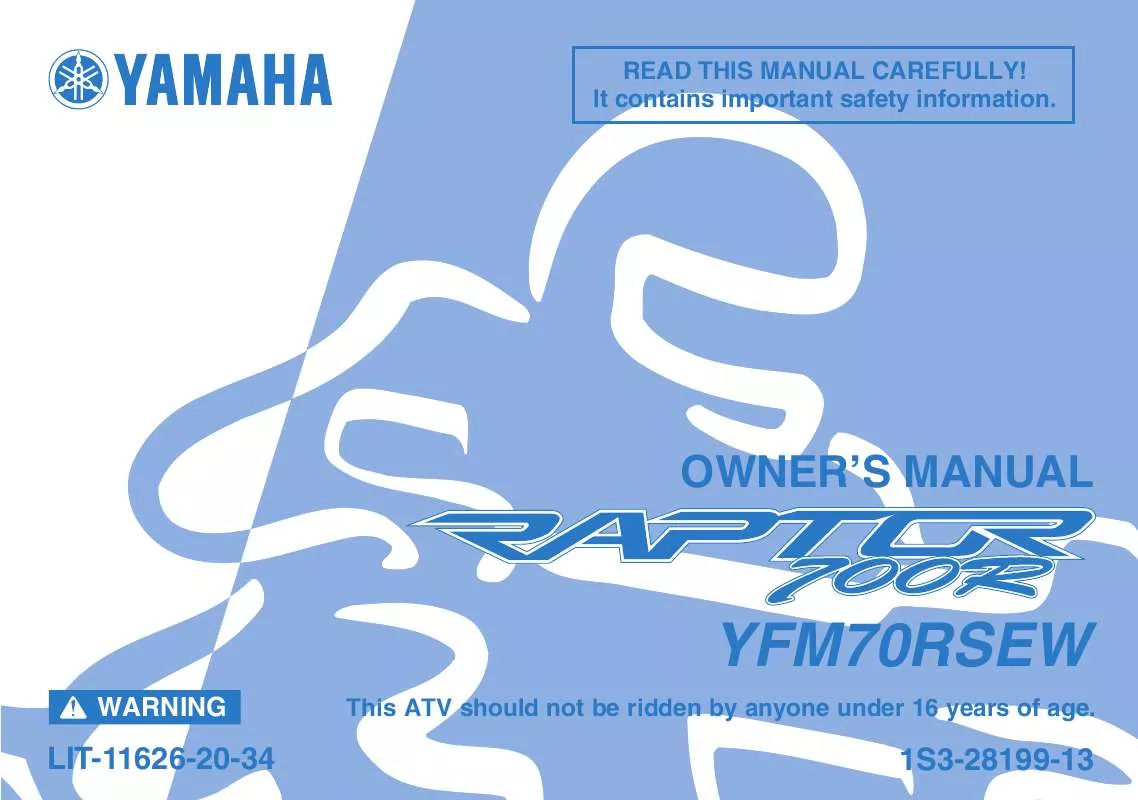 Mode d'emploi YAMAHA RAPTOR 700R SE-2007