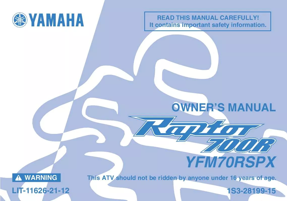 Mode d'emploi YAMAHA RAPTOR 700R SE-2008