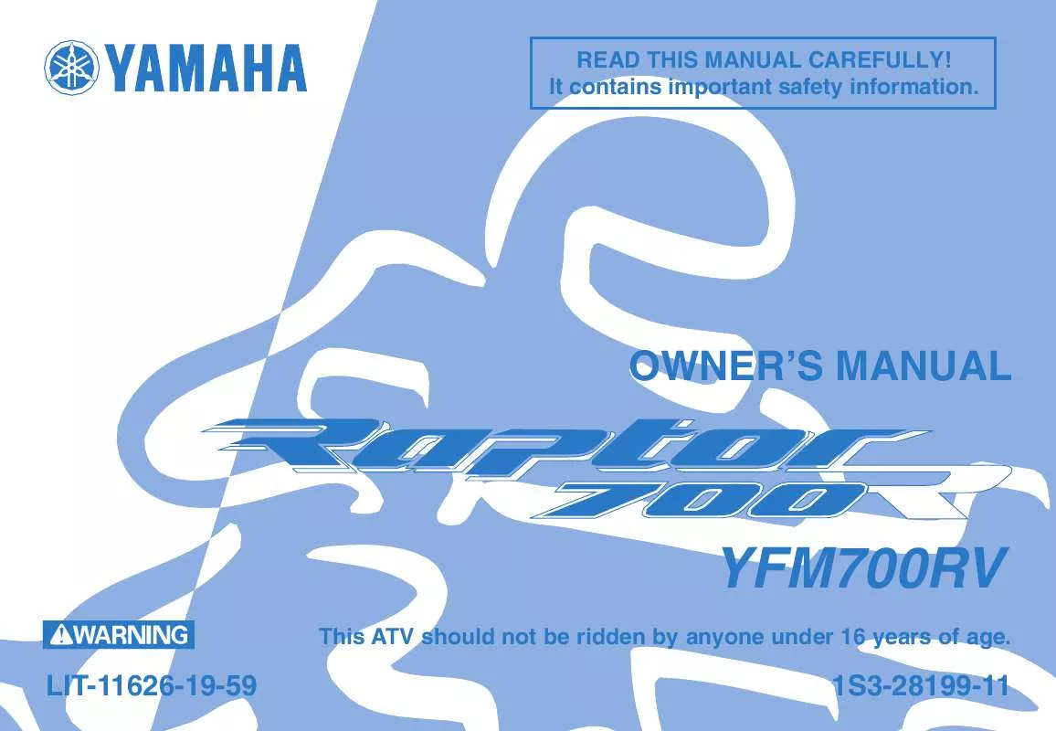Mode d'emploi YAMAHA RAPTOR 700R-2006