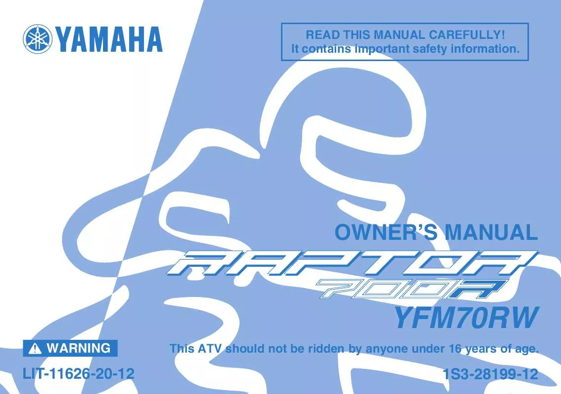 Mode d'emploi YAMAHA RAPTOR 700R-2007