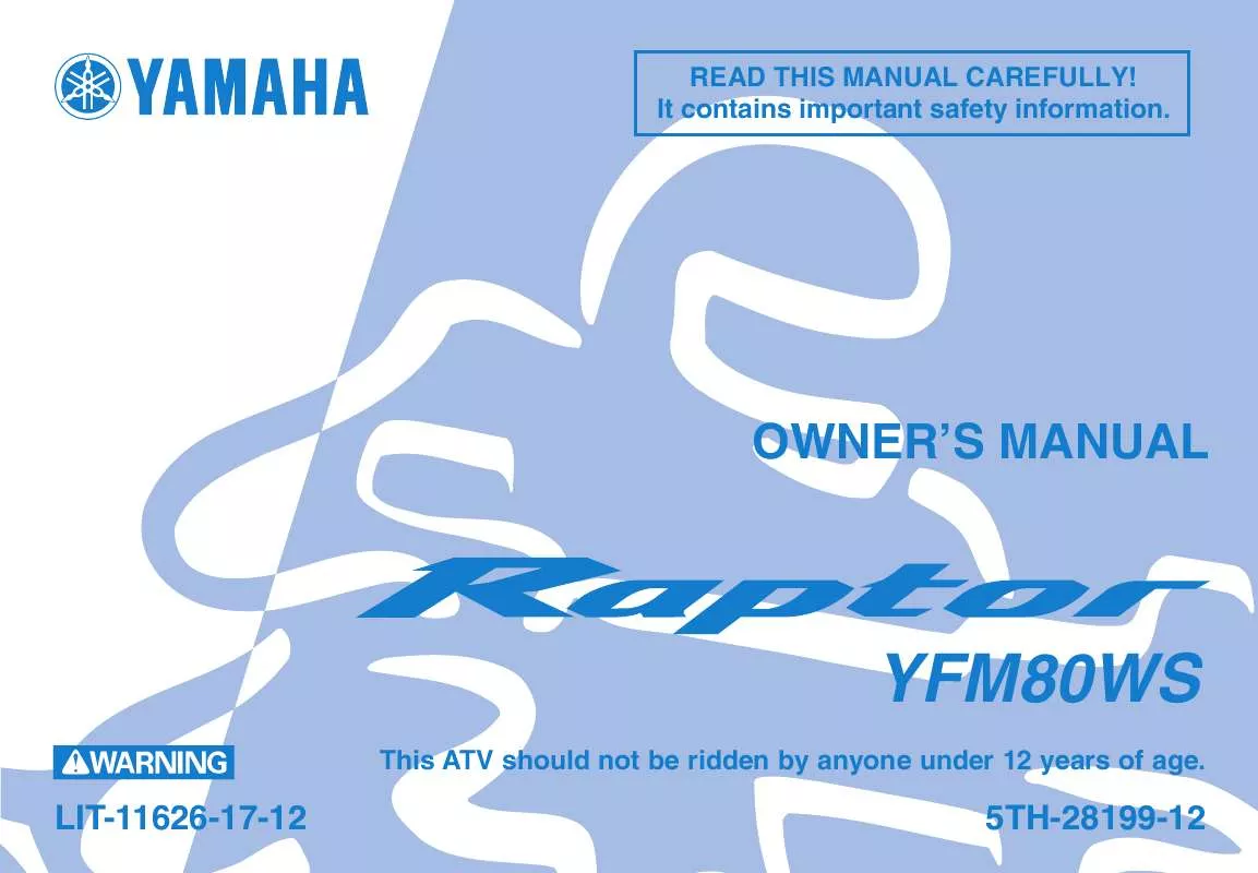 Mode d'emploi YAMAHA RAPTOR 80-2004
