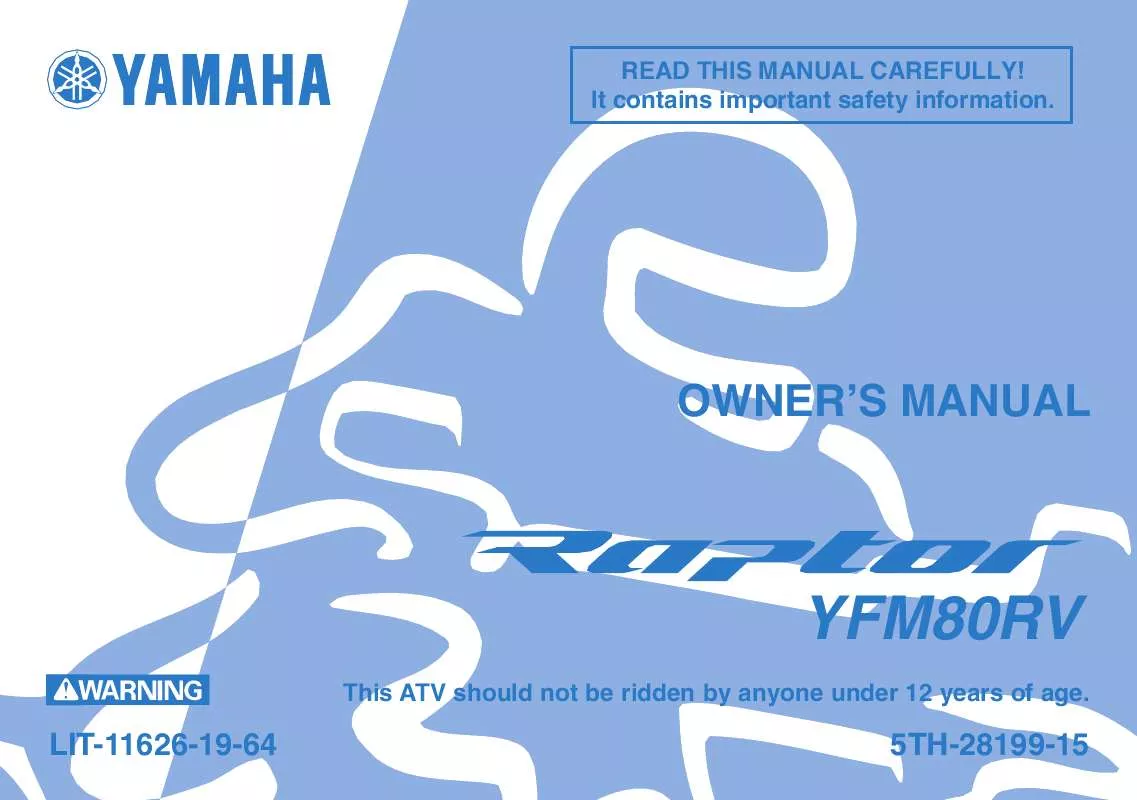 Mode d'emploi YAMAHA RAPTOR 80-2006