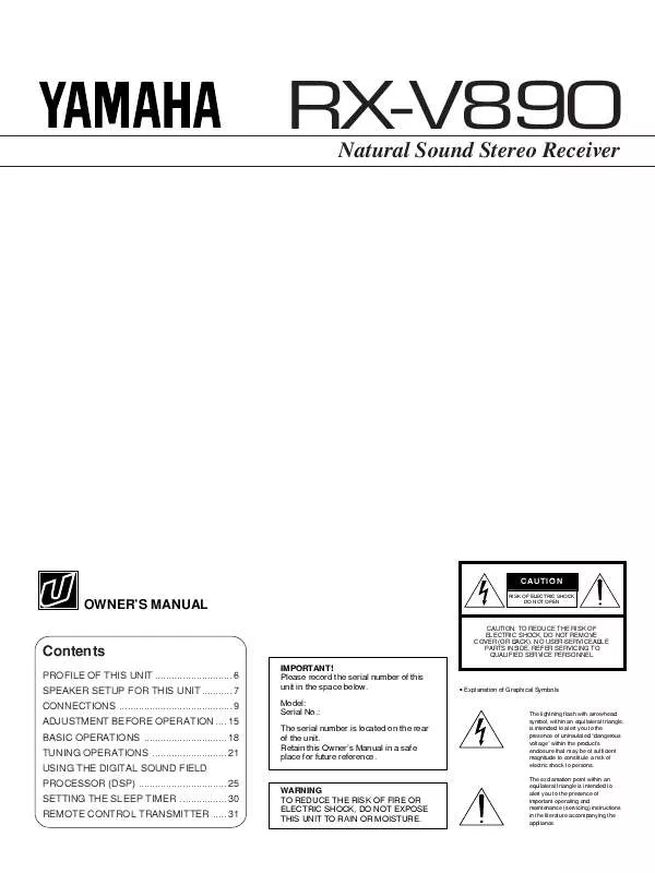 Mode d'emploi YAMAHA RX-V890