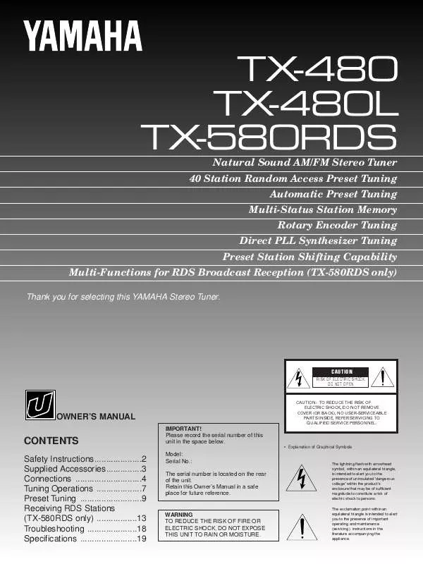 Mode d'emploi YAMAHA TX-580RDS