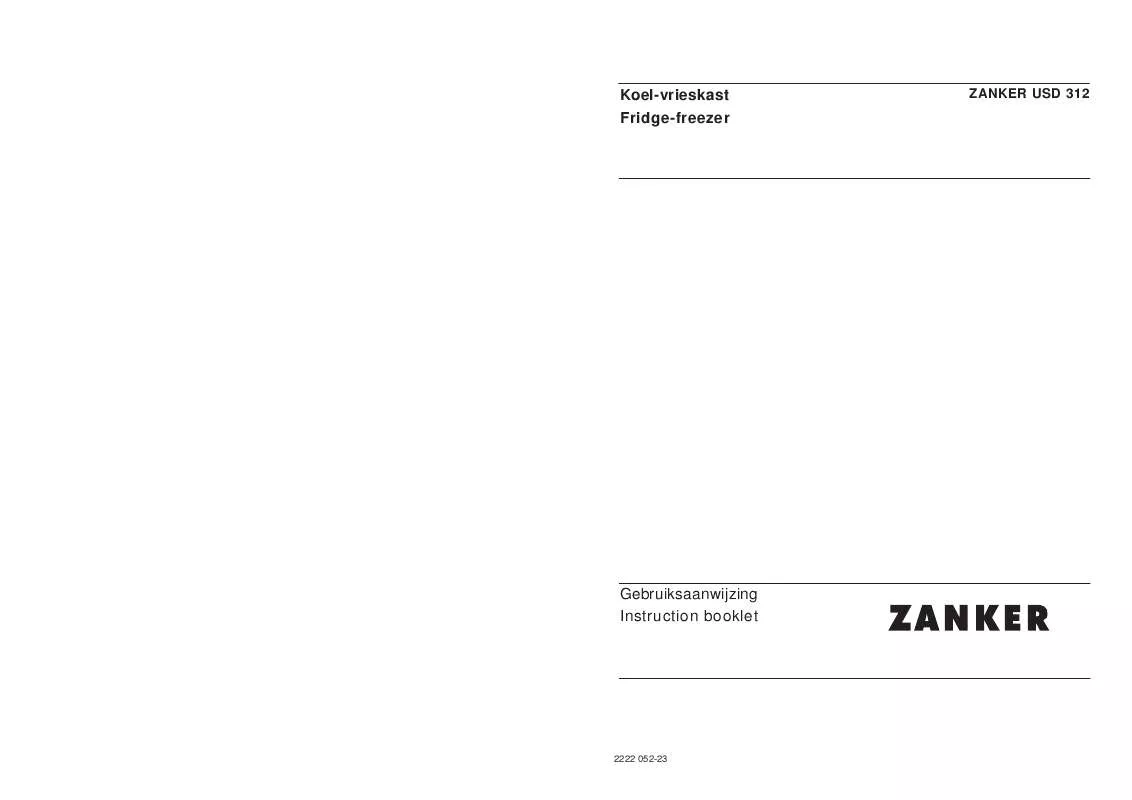 Mode d'emploi ZANKER 312 BF 1C