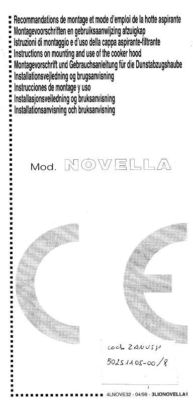 Mode d'emploi ZANKER NOVELLA90/2MX