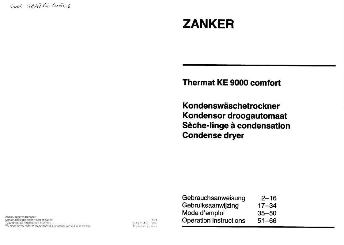 Mode d'emploi ZANKER THKE9000C