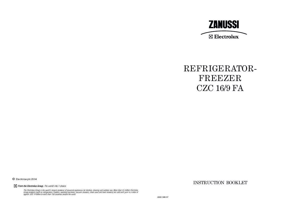 Mode d'emploi ZANUSSI CZC16/9FA