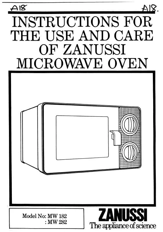 Mode d'emploi ZANUSSI MW182