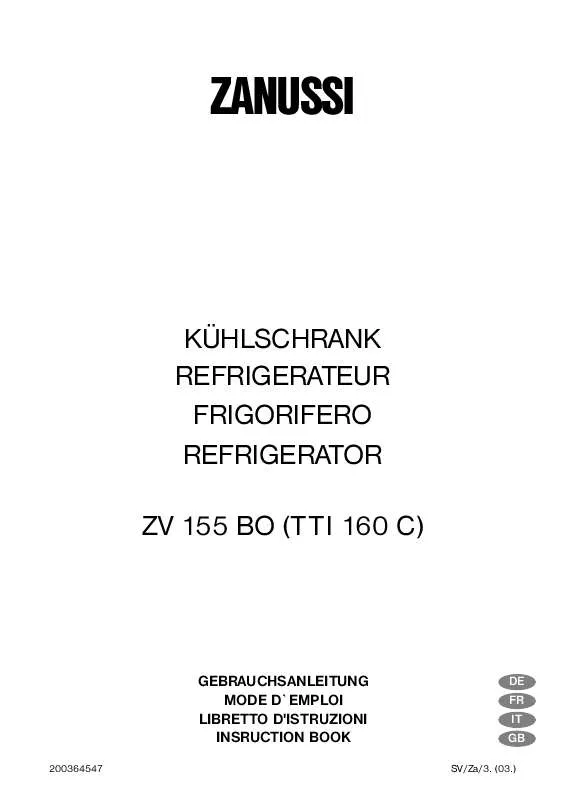 Mode d'emploi ZANUSSI ZT 155 BO