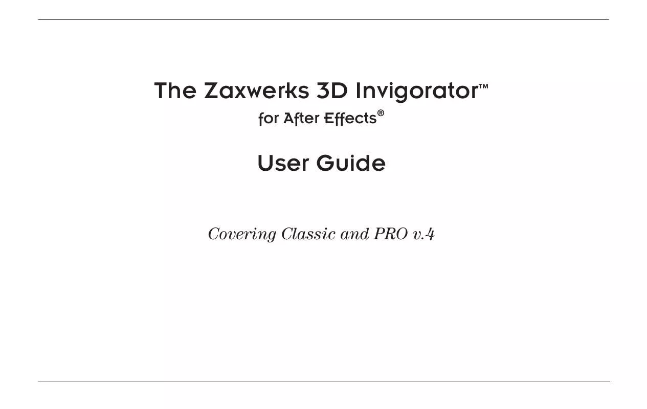 Mode d'emploi ZAXWERKS 3D INVIGORATOR