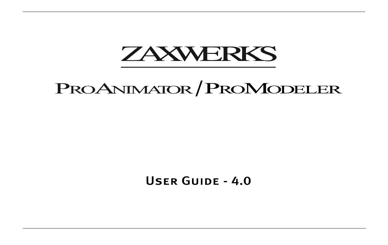 Mode d'emploi ZAXWERKS PROANIMATOR 4.0