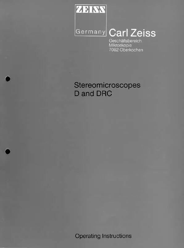 Mode d'emploi ZEISS STEREOMICROSCOPES DRC