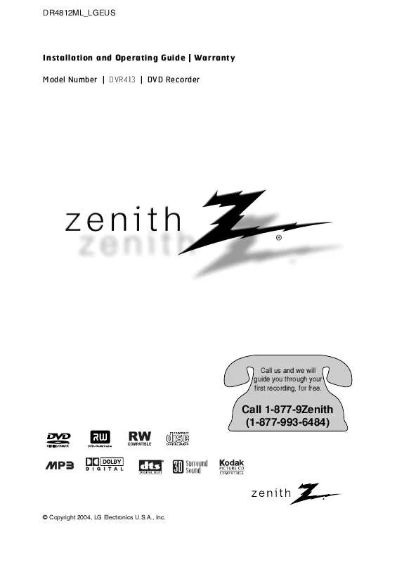 Mode d'emploi ZENITH DVR413