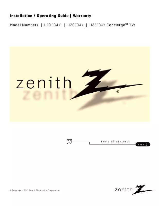 Mode d'emploi ZENITH H19E34Y