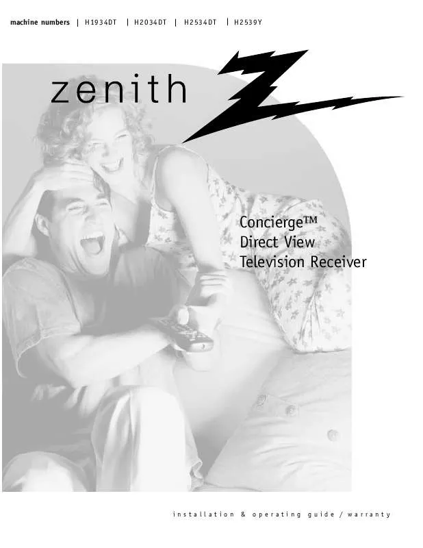 Mode d'emploi ZENITH H2034Y