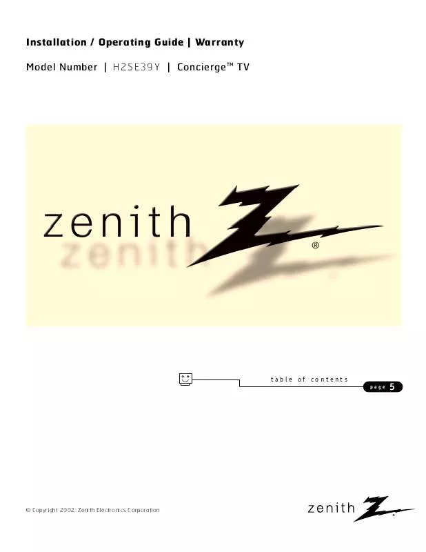 Mode d'emploi ZENITH H25E37Y