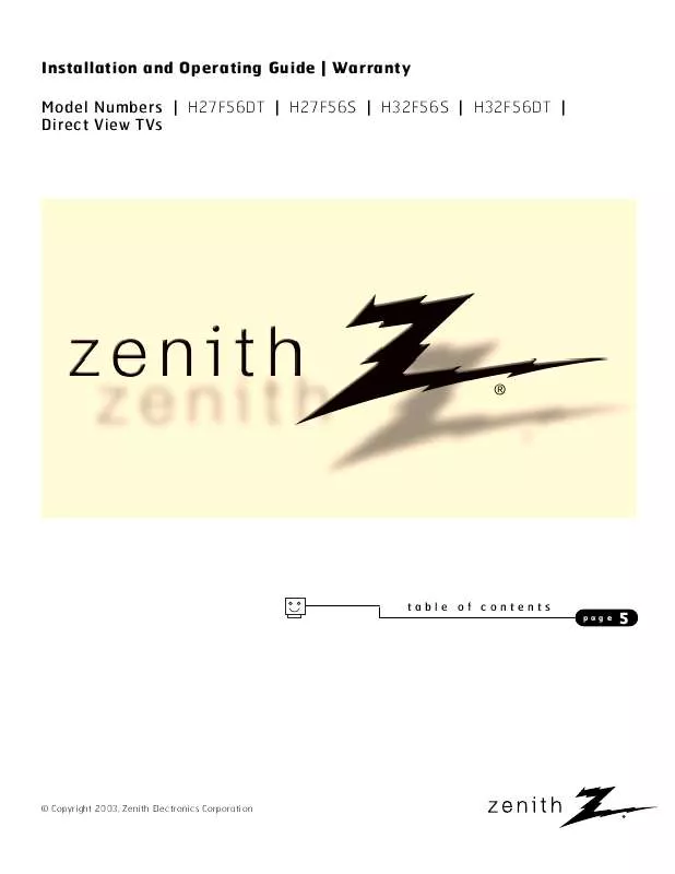 Mode d'emploi ZENITH H27F56DT