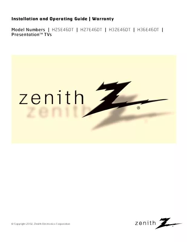 Mode d'emploi ZENITH H36E46DT