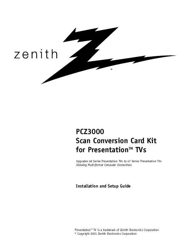 Mode d'emploi ZENITH PCZ3000