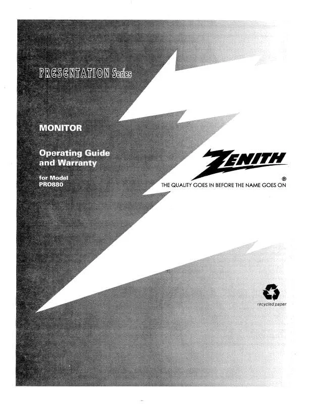 Mode d'emploi ZENITH PRO880X